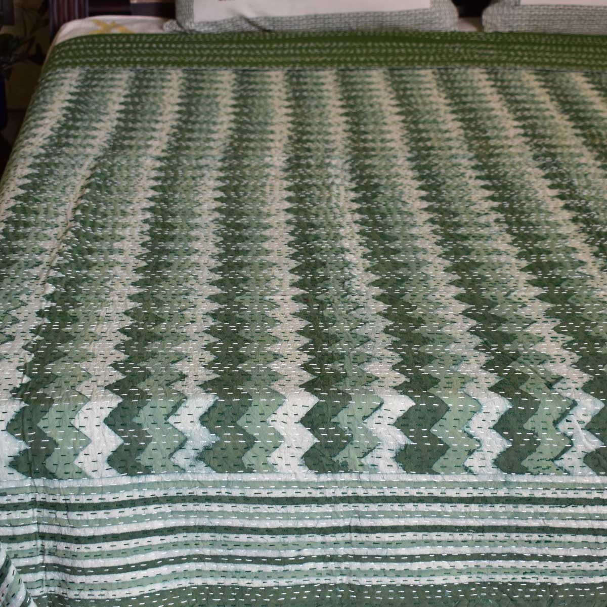 Hand Block Printed Cotton Kantha Queen Size 202544