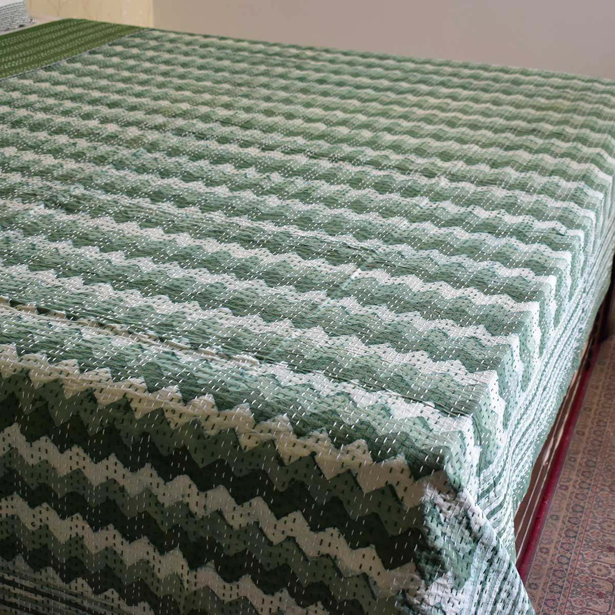 Hand Block Printed Cotton Kantha Queen Size 202544