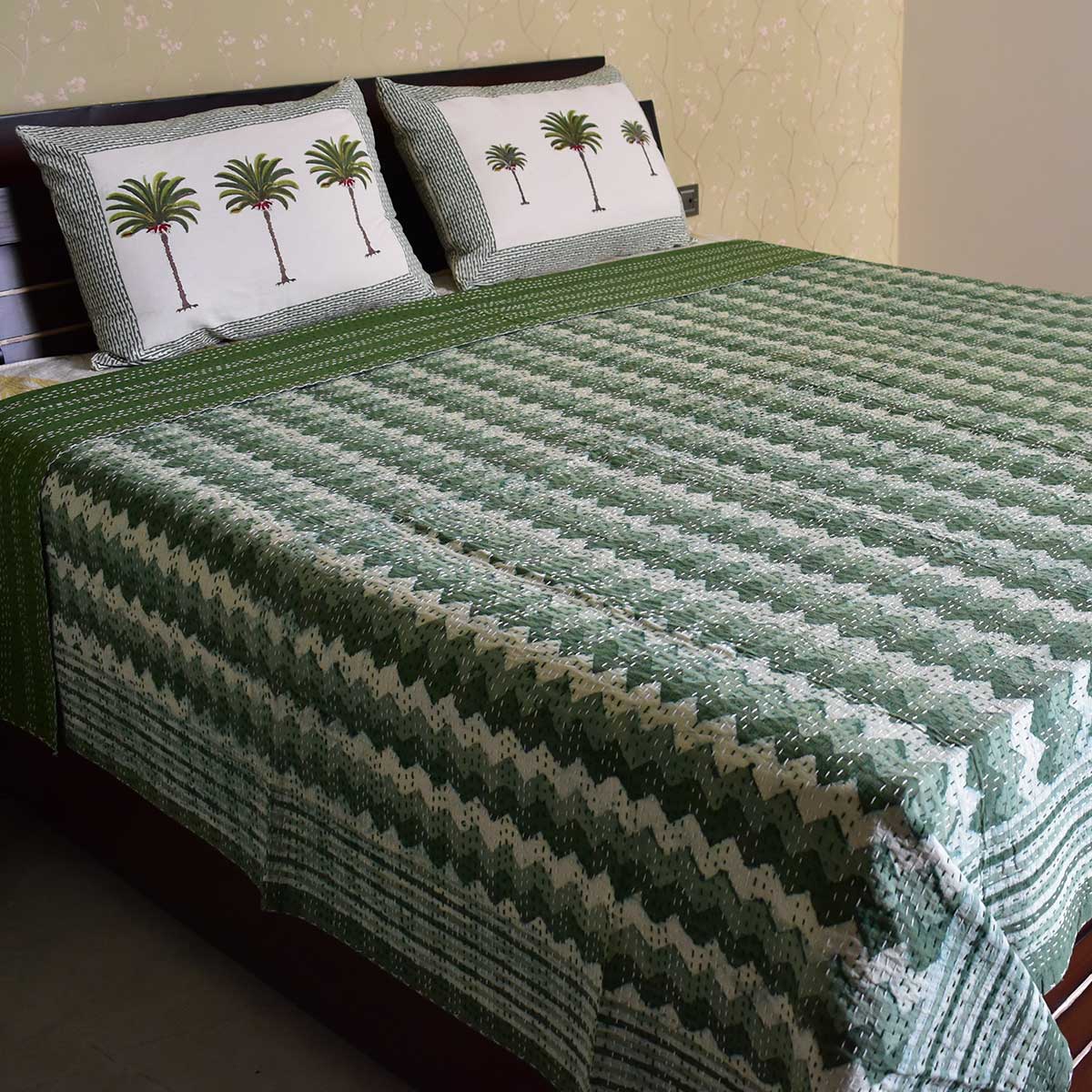 Hand Block Printed Cotton Kantha Queen Size 202544