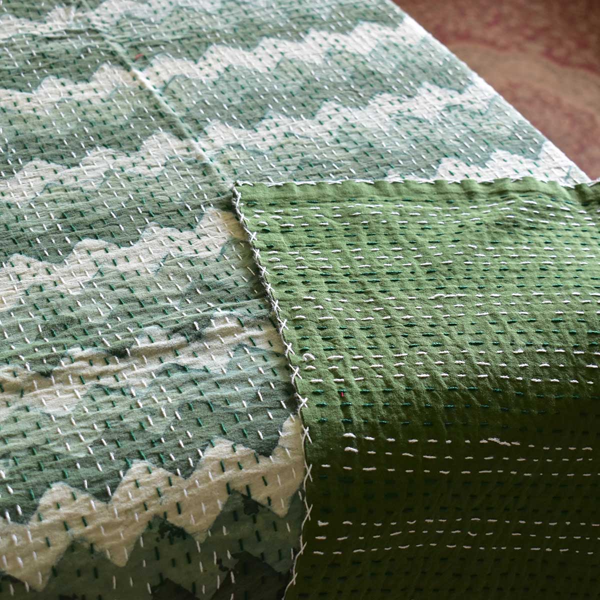 Hand Block Printed Cotton Kantha Queen Size  202544