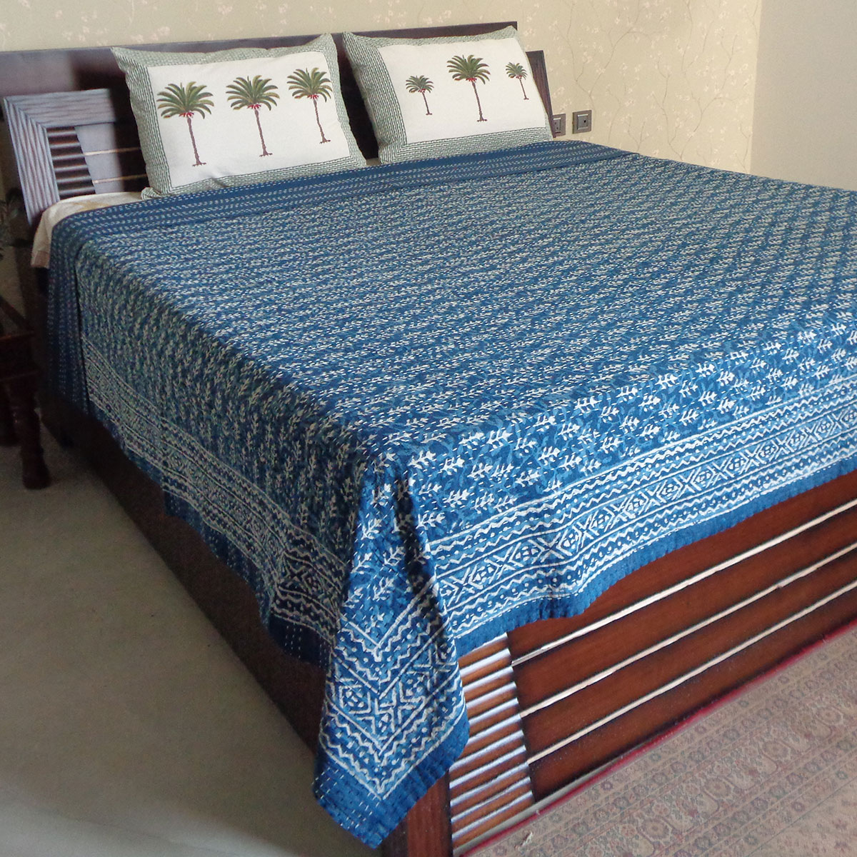 Hand Block Printed Cotton Kantha Queen Size 202545