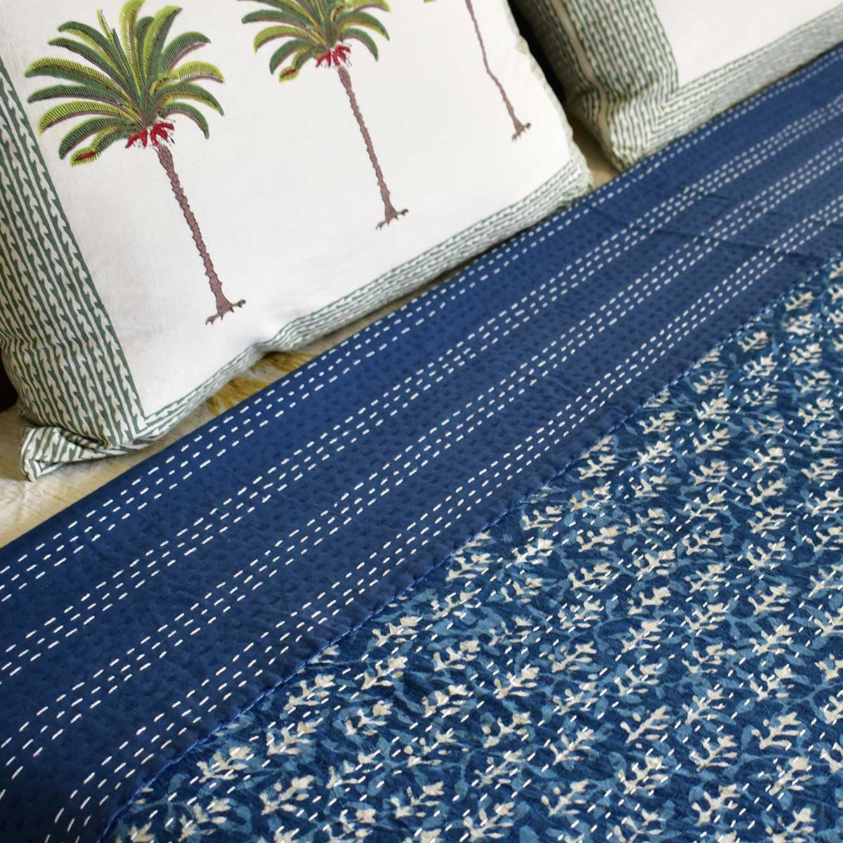 Hand Block Printed Cotton Kantha Queen Size  202545