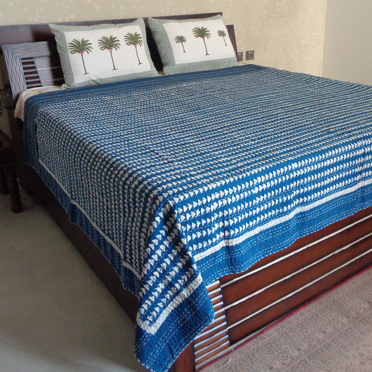 Hand Block Printed Cotton Kantha Queen Size 202546