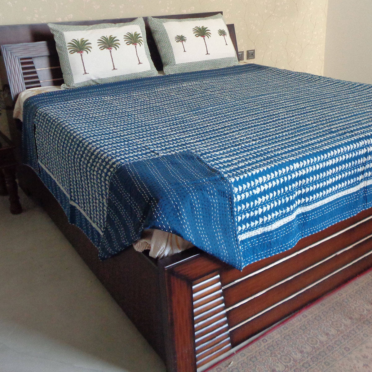 Hand Block Printed Cotton Kantha Queen Size 202546