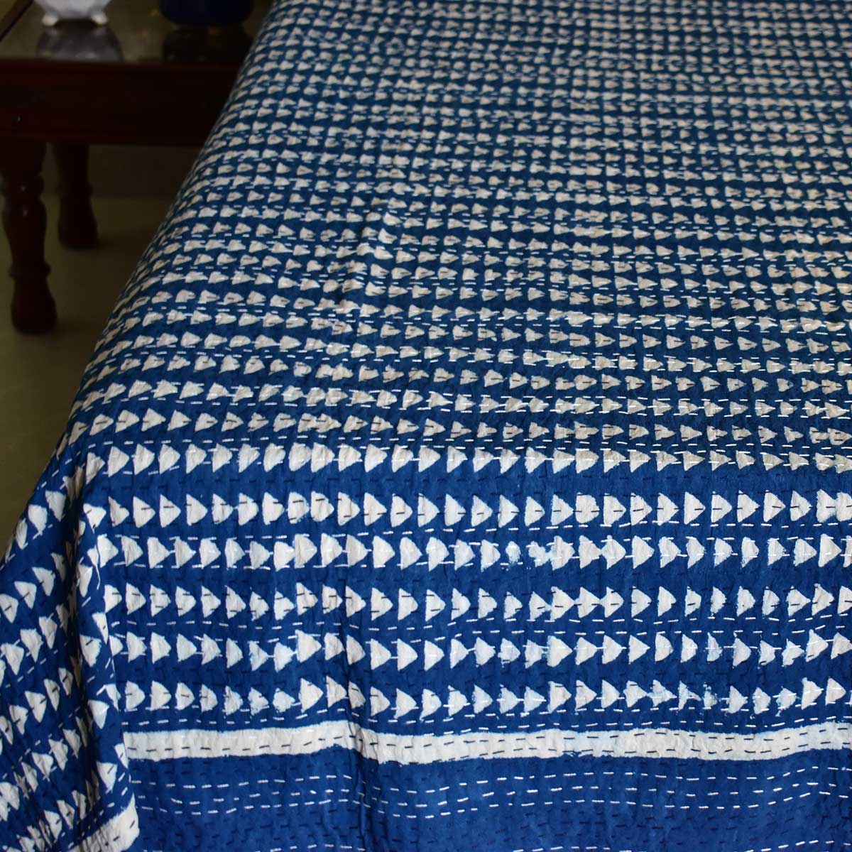 Hand Block Printed Cotton Kantha Queen Size  202546
