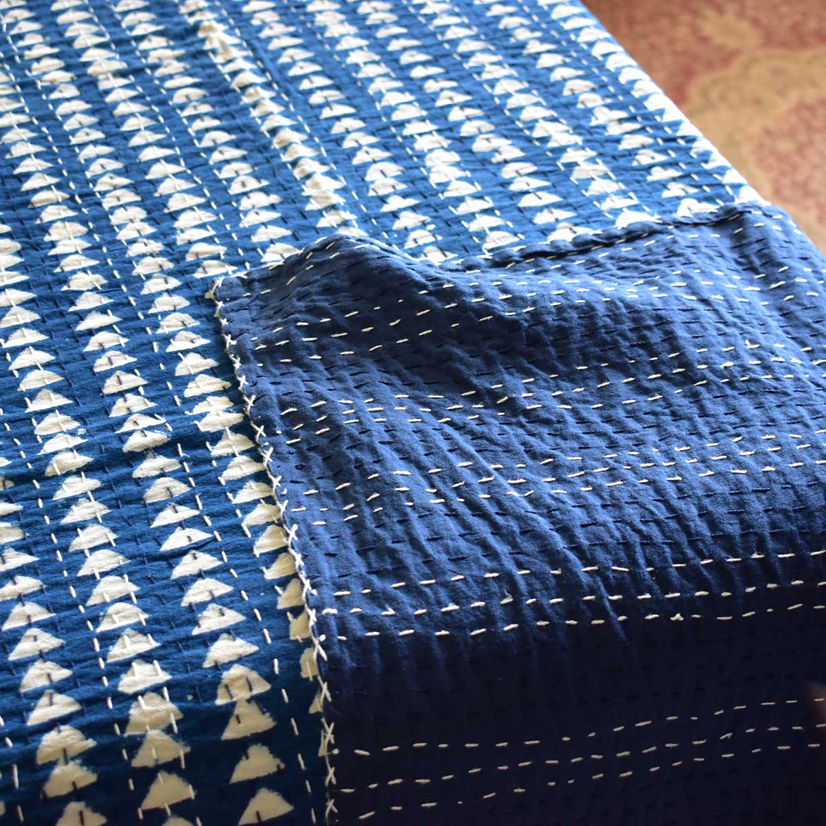 Hand Block Printed Cotton Kantha Queen Size  202546