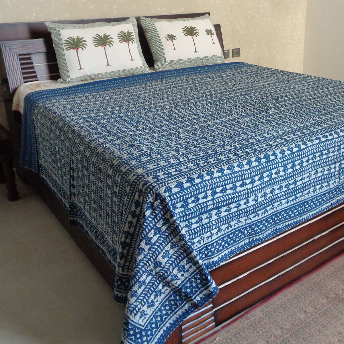 Hand Block Printed Cotton Kantha Queen Size  202547
