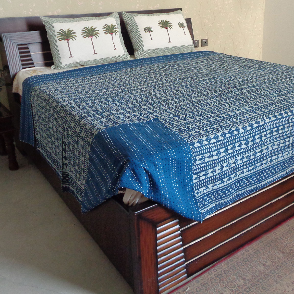 Hand Block Printed Cotton Kantha Queen Size  202547