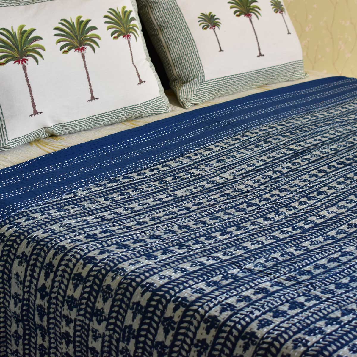 Hand Block Printed Cotton Kantha Queen Size  202547