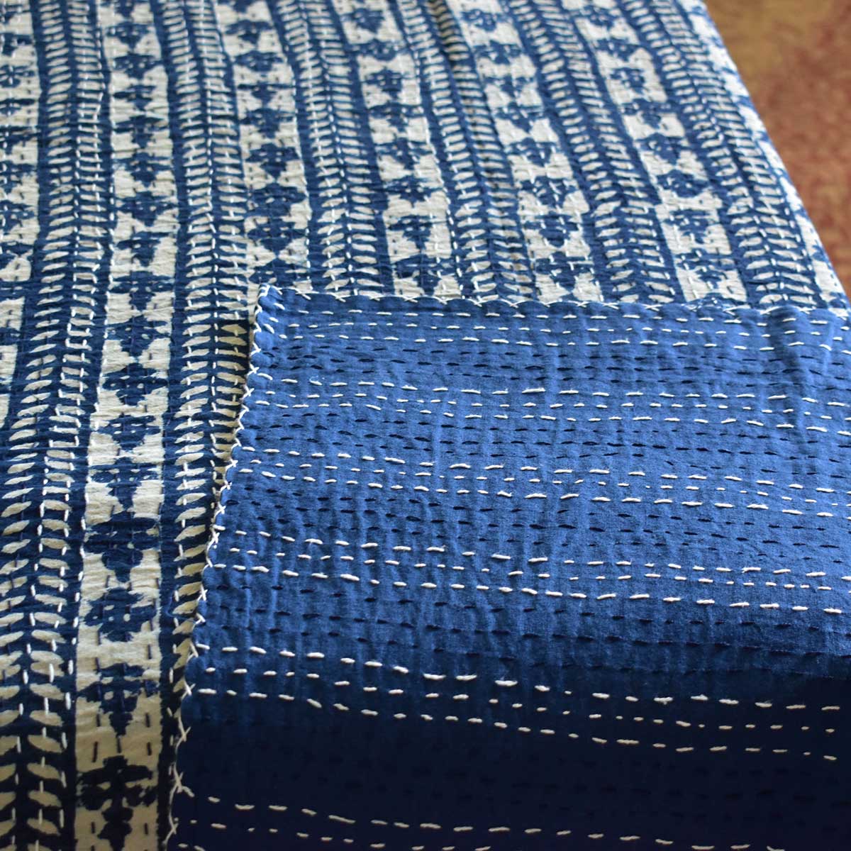 Hand Block Printed Cotton Kantha Queen Size  202547