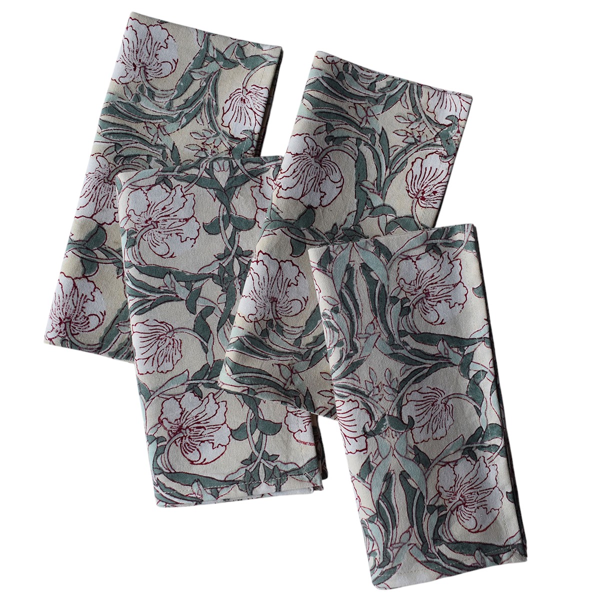 Hand Block Printed Cotton Napkin 45x45 cms Set of 4 Napkins Bauhaus Beige Gud 505032