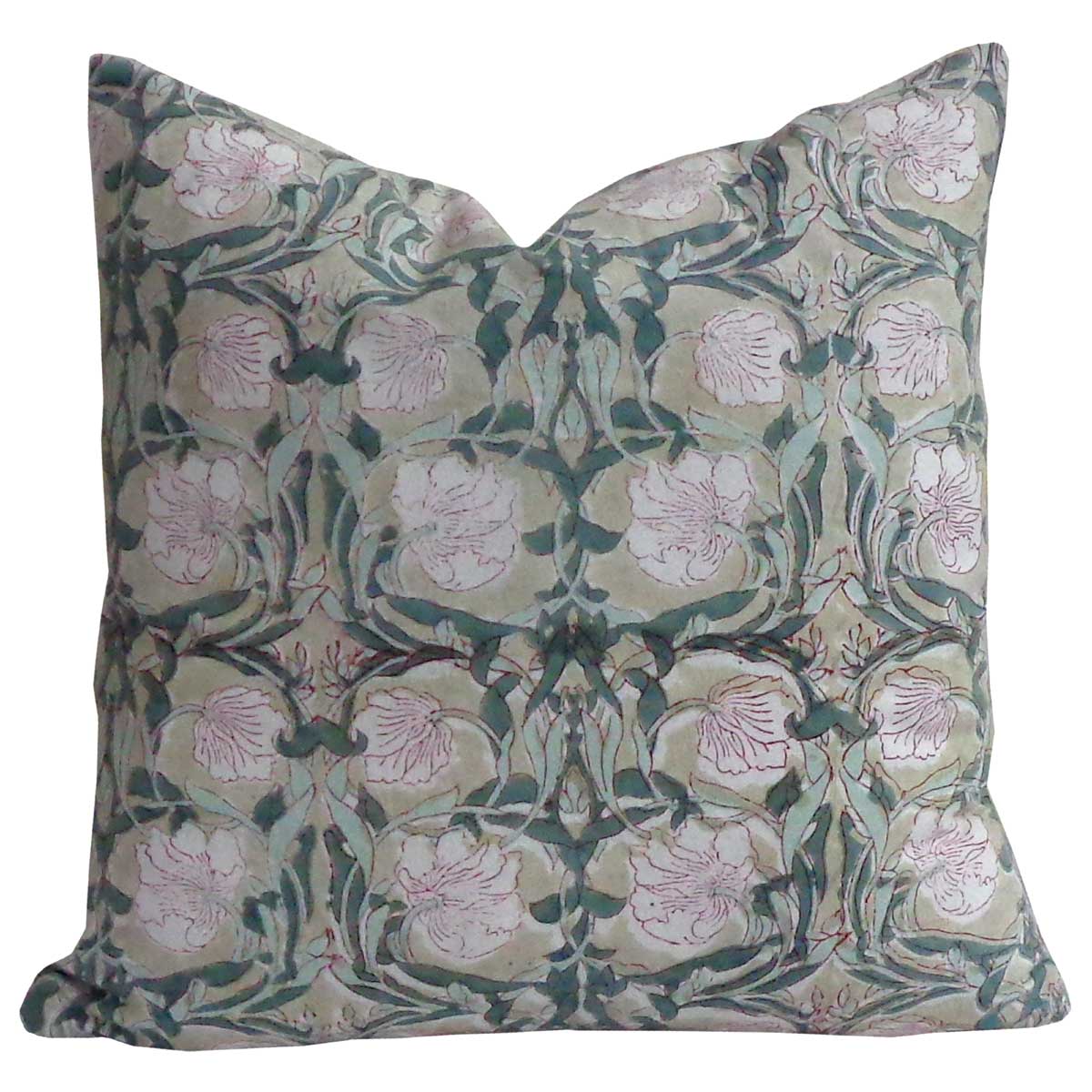 Hand Block Printed Cotton Cushion Cover 40x40 cms Bauhaus Beige Gud 505032