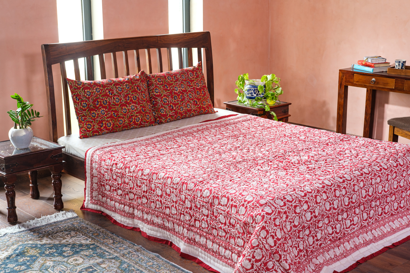 Hand Block Printed Cotton Queen Size Quilt Bauhaus Lolipop 502191
