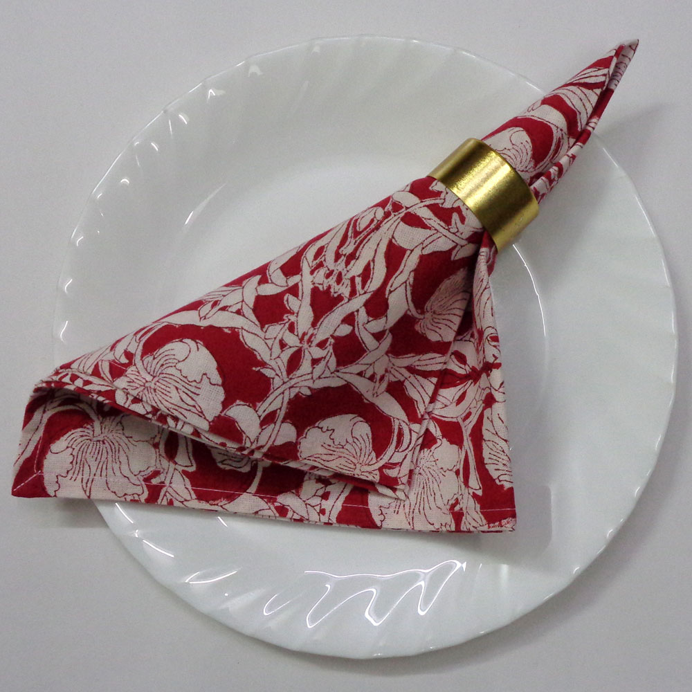 Hand Block Printed Cotton Napkin 45x45 cms Set of 4 Napkins  bauhaus lolipop 502191