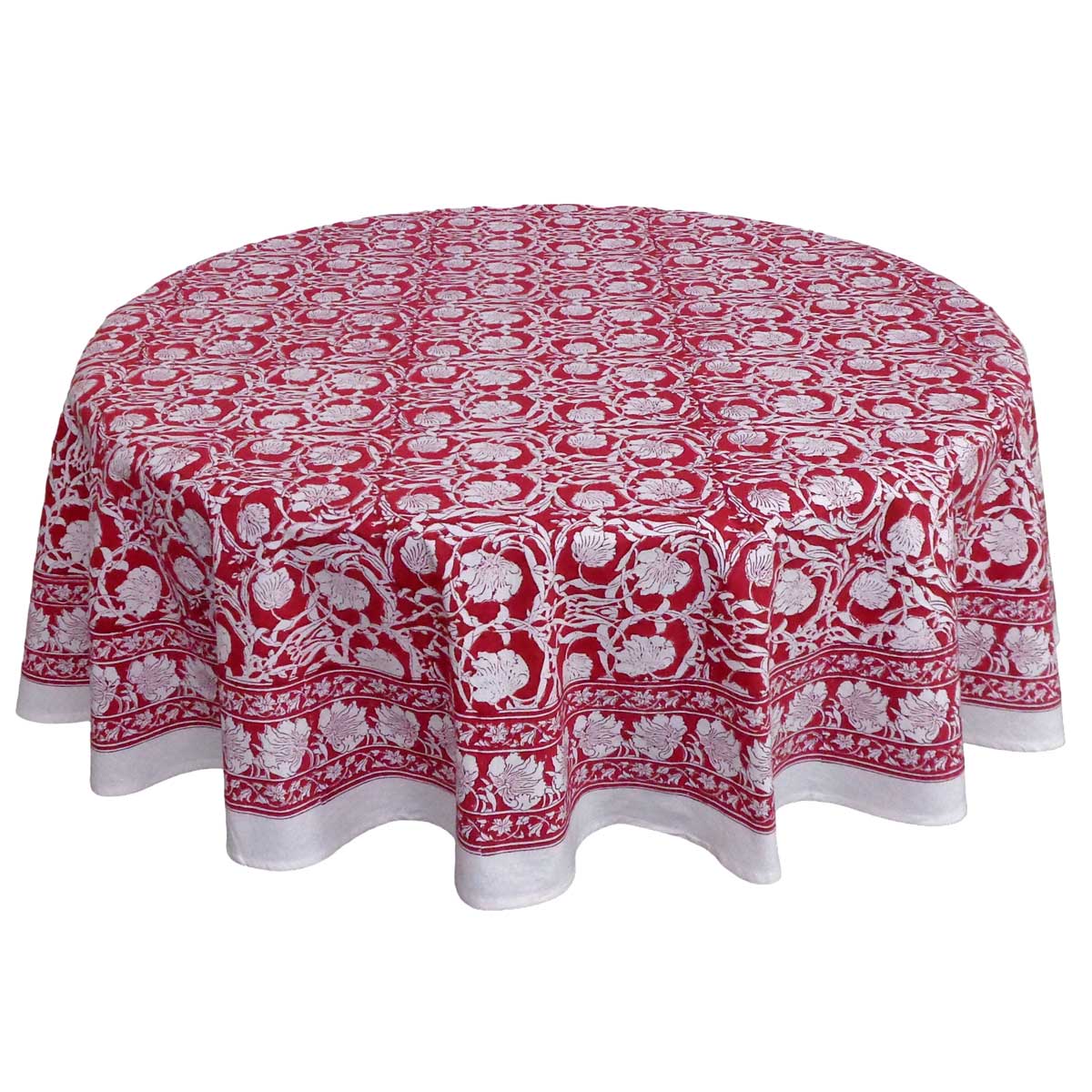 Hand Block Printed Cotton Round Tablecloth 150 cms  Bauhaus Lolipop 502191