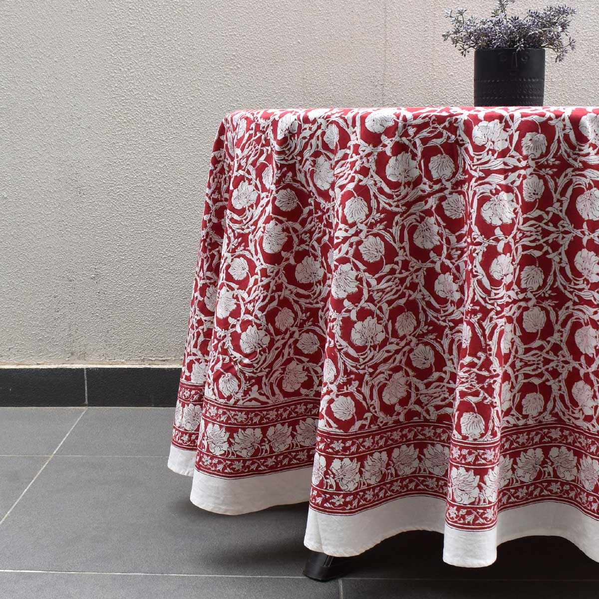 Hand Block Printed Cotton Round Tablecloth 150 cms Bauhaus Lolipop 502191