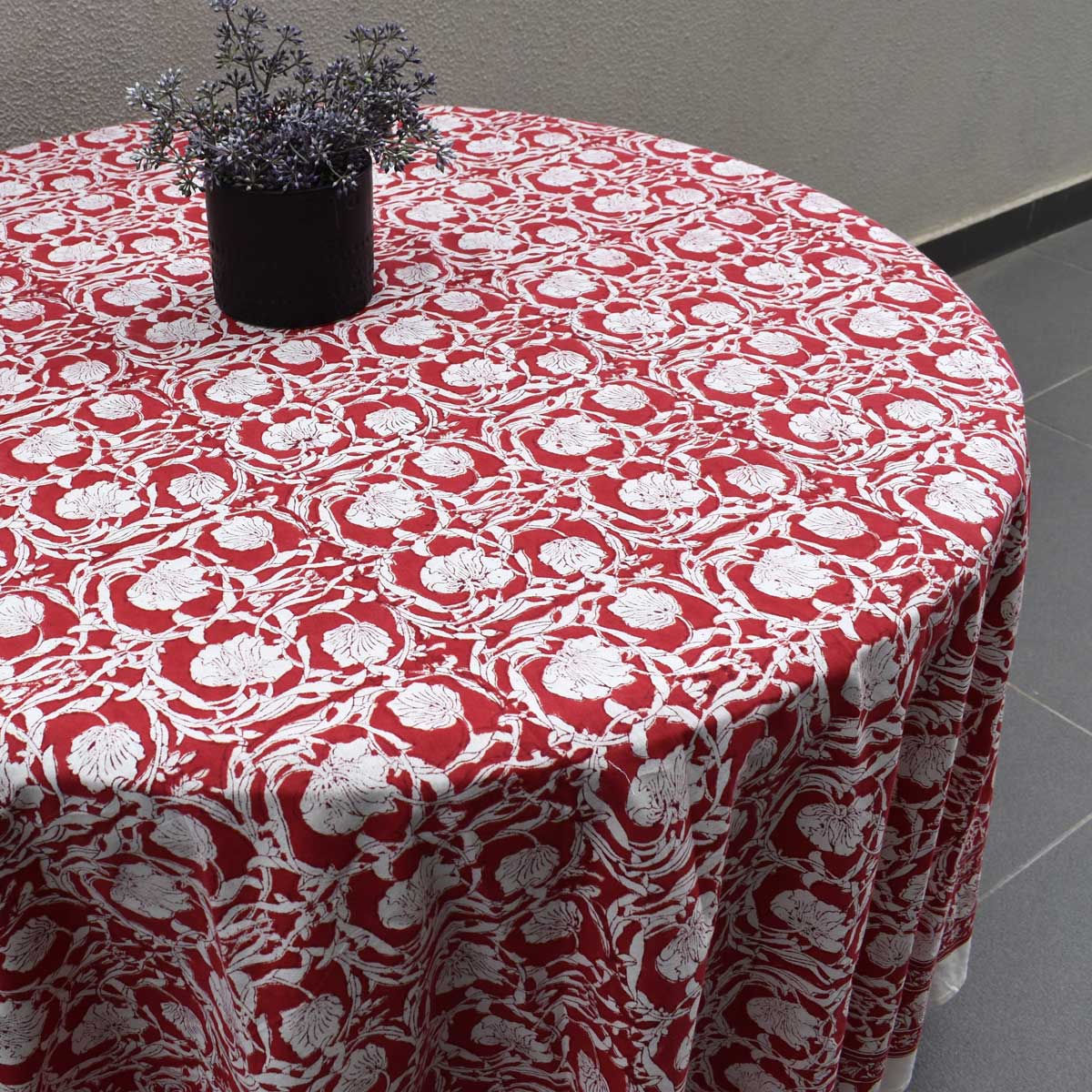 Hand Block Printed Cotton Round Tablecloth 220 cms Bauhaus Lolipop 502191