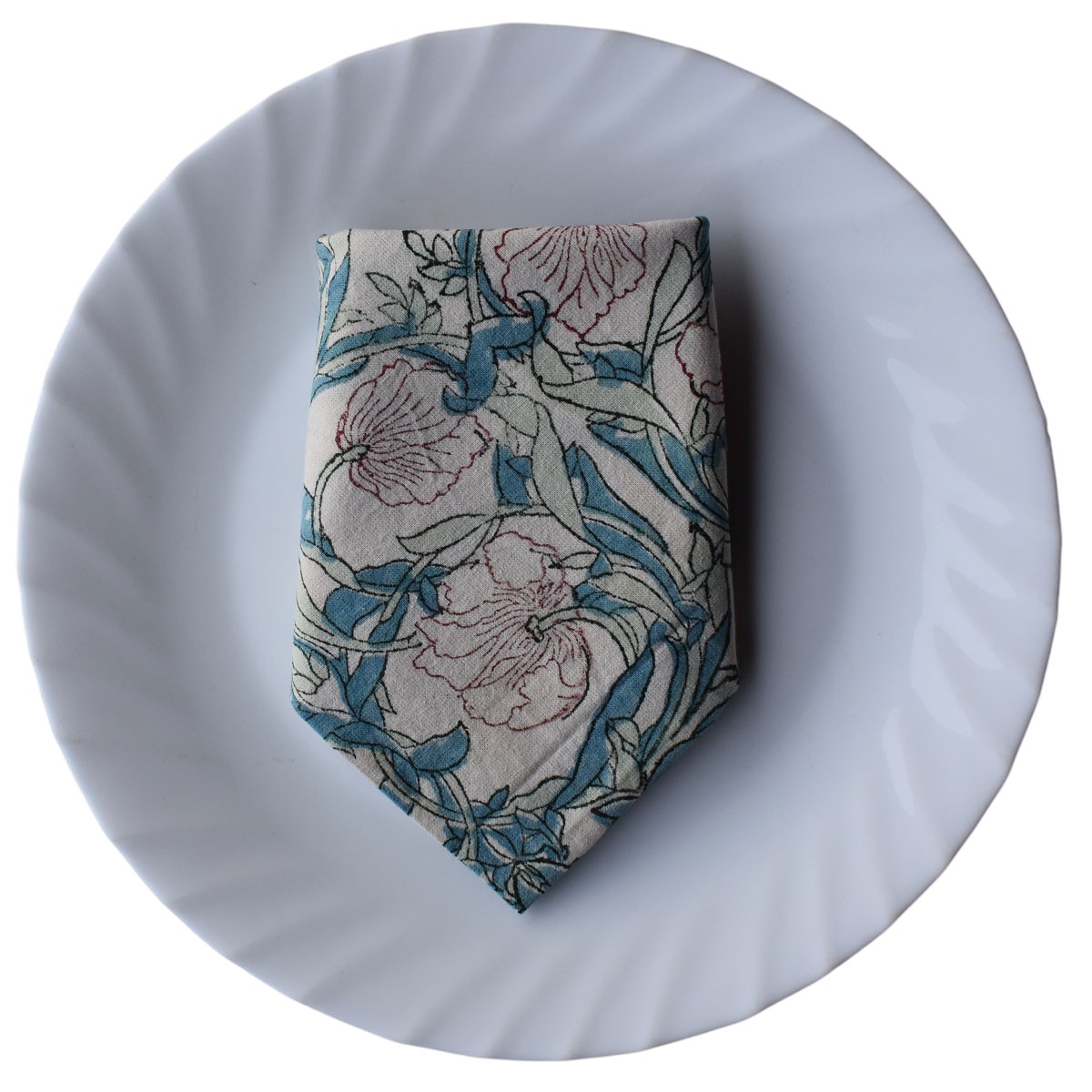 Hand Block Printed Cotton Napkin 45x45 cms Set of 4 Napkins Bauhaus Pink Open 601781