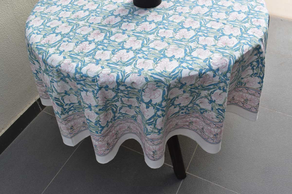 Round 180 cms Cotton French Design Table Cover  Bauhaus-Pink-Open-601781