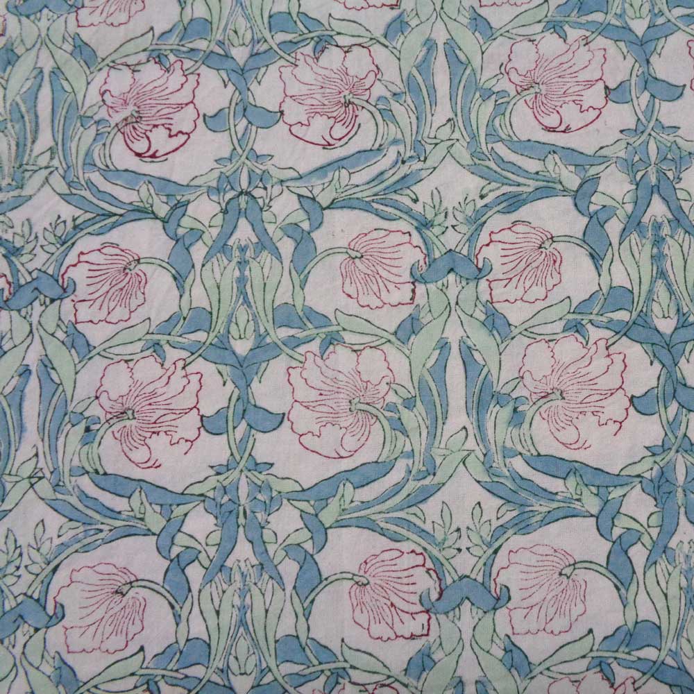 Hand Block Printed Cotton Tablecloth 150x220 cms Bauhaus Pink Open 601781