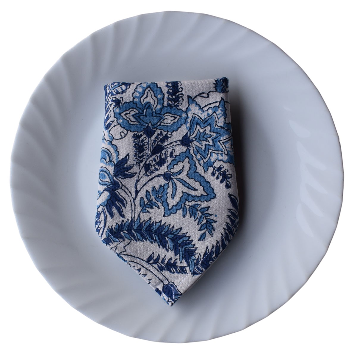 Hand Block Printed Cotton Napkin 45x45 cms Set of 4 Napkins Bela Palace Blue 601088