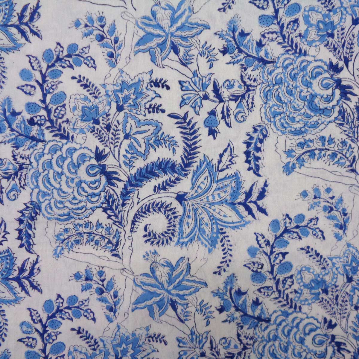 Hand Block Printed Cotton Tablecloth 180x270 cms Bela Palace Blue 601088