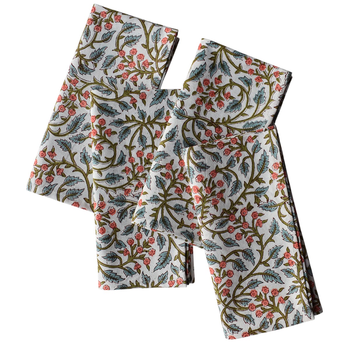Hand Block Printed Cotton Napkin 45x45 cms Set of 4 Napkins  Berry Pink 106128