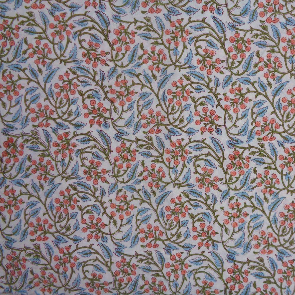 5 Yard Running Fabric Hand Block Printed Cotton Voile Fabric Berry Pink 106128