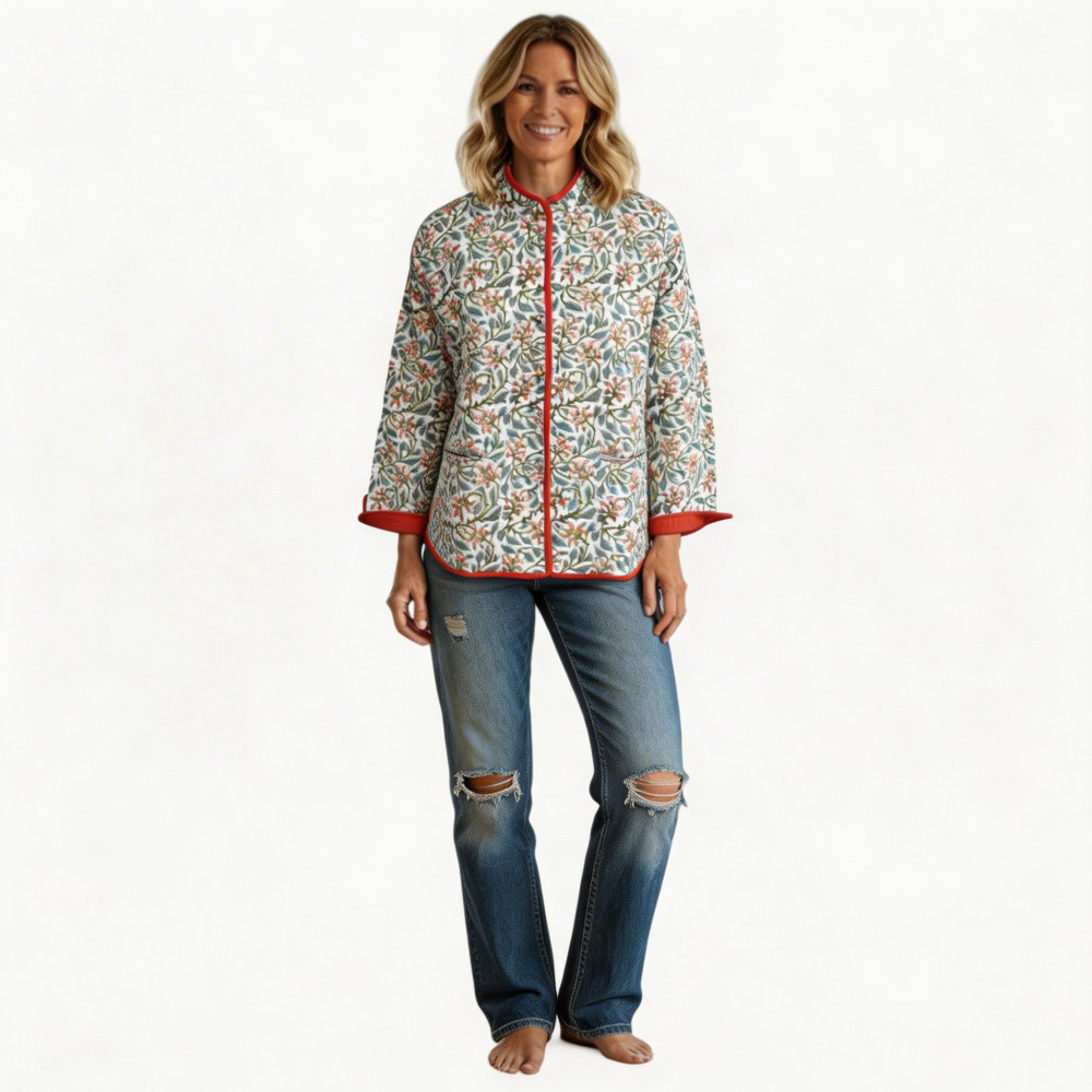 Image of Quilted Jacket Size Short Length : Berry Pink 106128