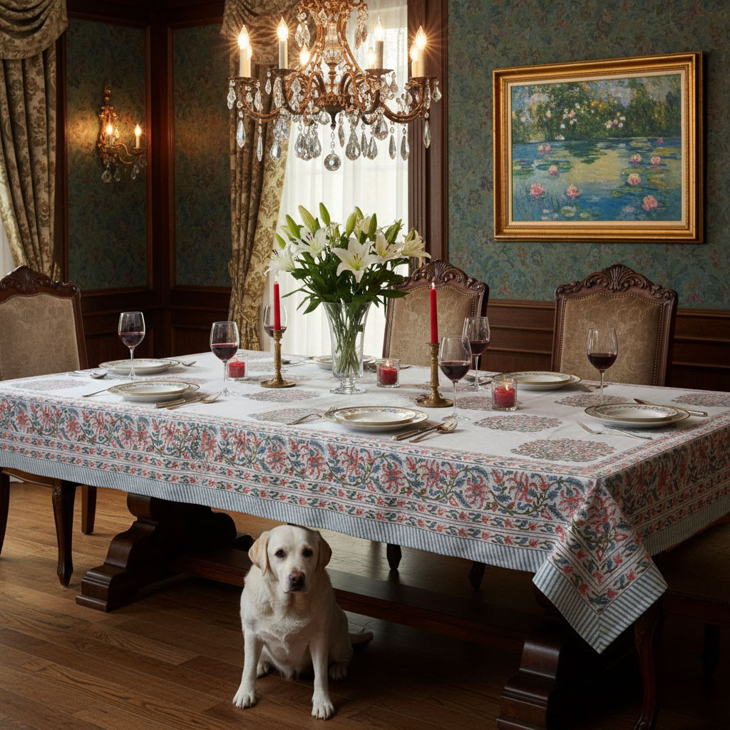 Christmas Tablecloth 150x220 cms Berry Pink Boota 106129