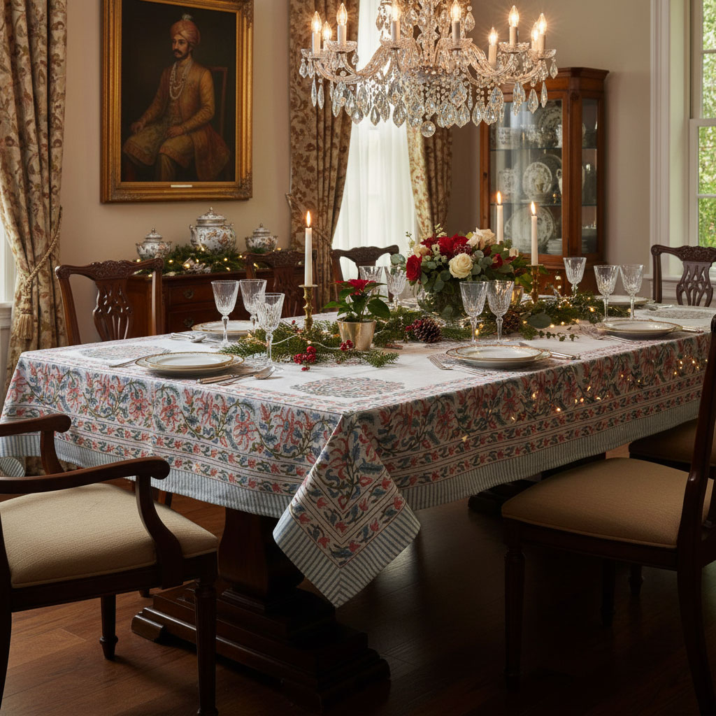 Christmas Tablecloth 150x220 cms Berry Pink Boota 106129