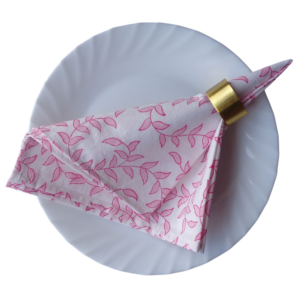 Hand Block Printed Cotton Napkin 45x45 cms Set of 4 Napkins Blush Pink Harmony 202406
