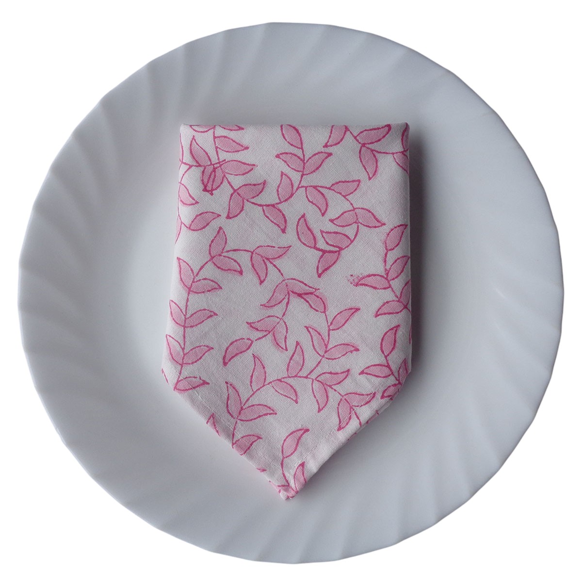 Hand Block Printed Cotton Napkin 45x45 cms Set of 4 Napkins Blush Pink Harmony 202406
