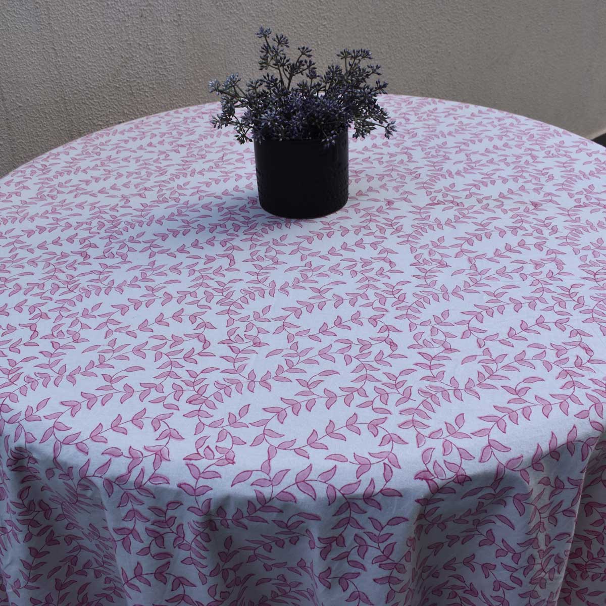 Round 220 cms Cotton French Design Table Cover Blush Pink Harmony 202406