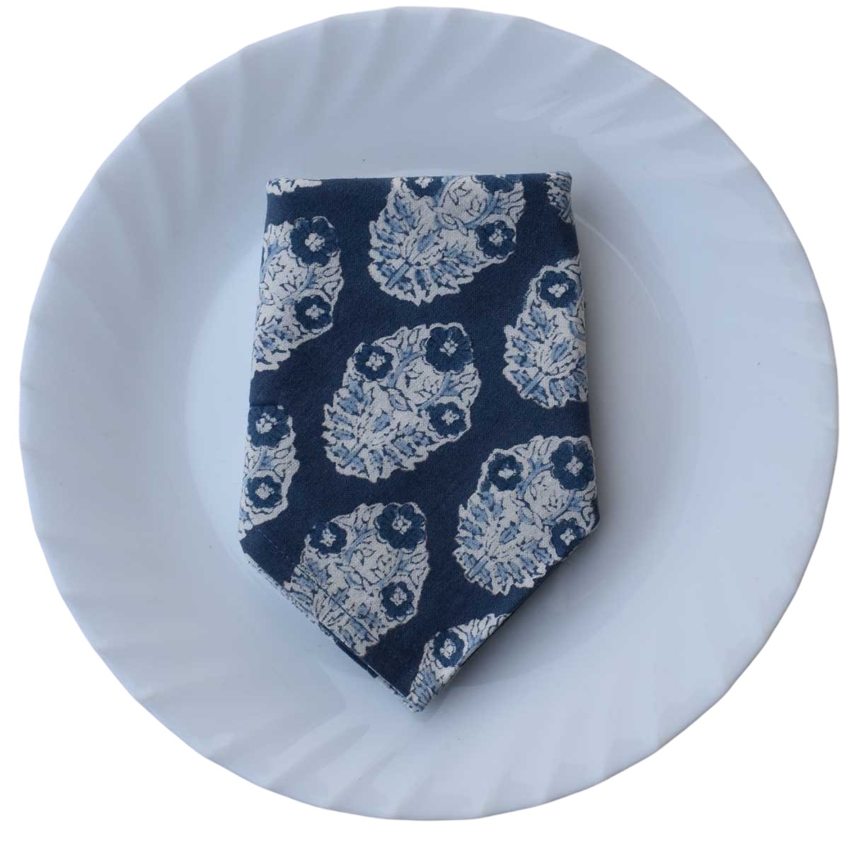 Hand Block Printed Cotton Napkin 45x45 cms Set of 4 Napkins Boota Aster Blue 202504