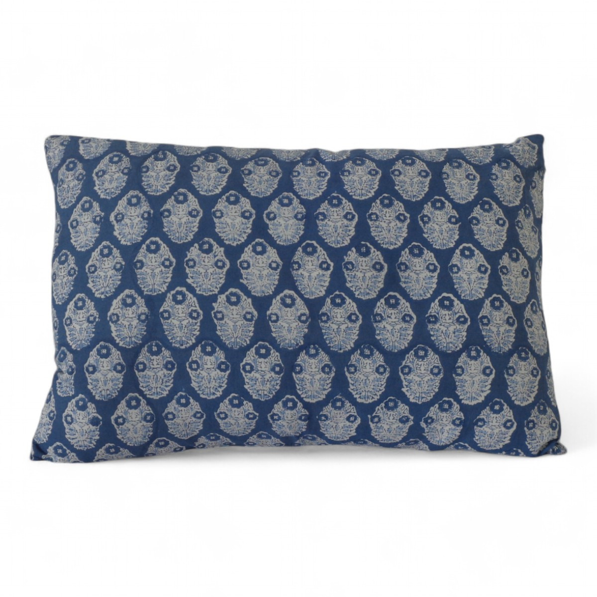Hand Block Printed Cotton Pillows Cover 60x40 cm Set of 2 Boota Aster Blue 202504
