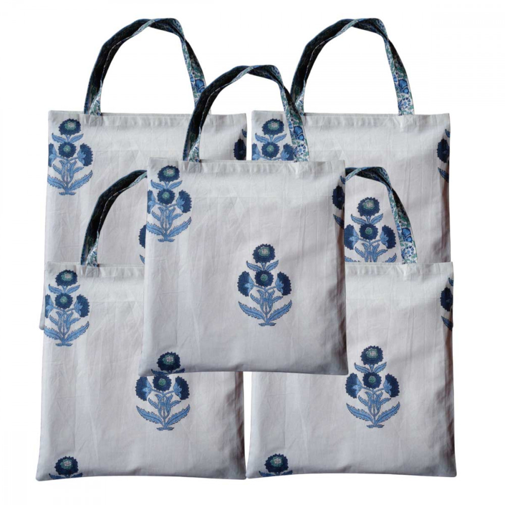 Image of Grocery Totes ( Set of 5 Bags) / Boota Blue 204108