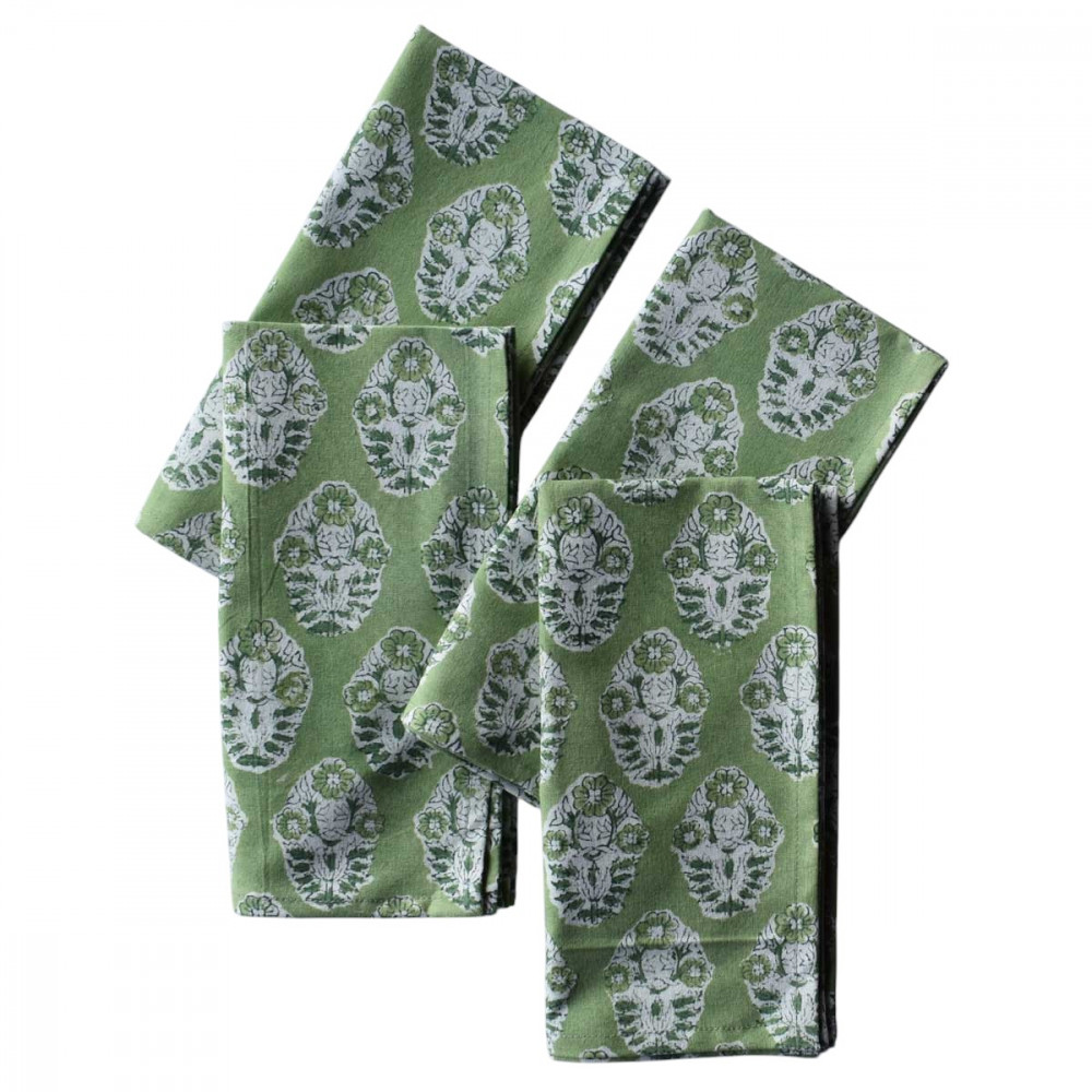 Image of Cotton Napkin 45x45 cms (Set of 4 Napkins) | Boota Celadon Green Gud 100673