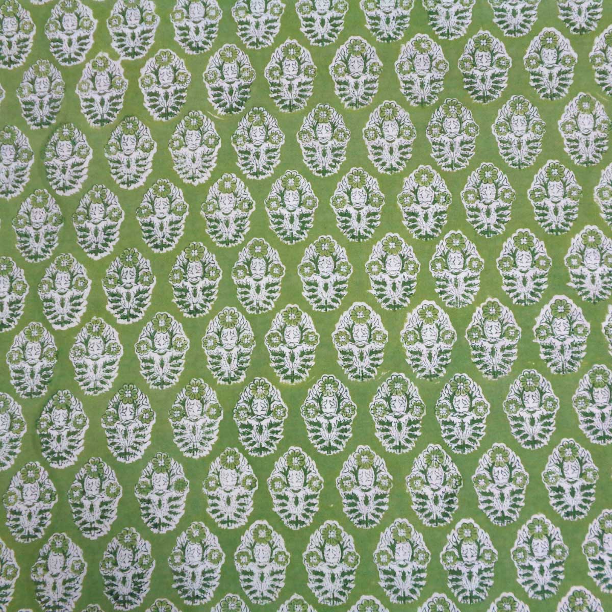 Hand Block Printed Cotton Tablecloth 150x220 cms Boota Celadon Green Gud 100673