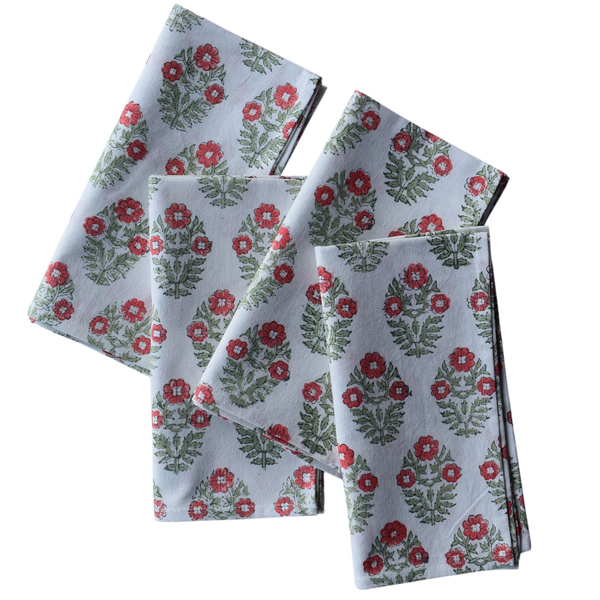 Hand Block Printed Cotton Napkin 45x45 cms Set of 4 Napkins Boota Georgia 202403