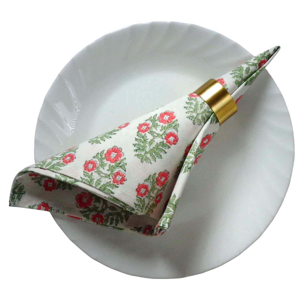 Hand Block Printed Cotton Napkin 45x45 cms Set of 4 Napkins Boota Georgia 202403