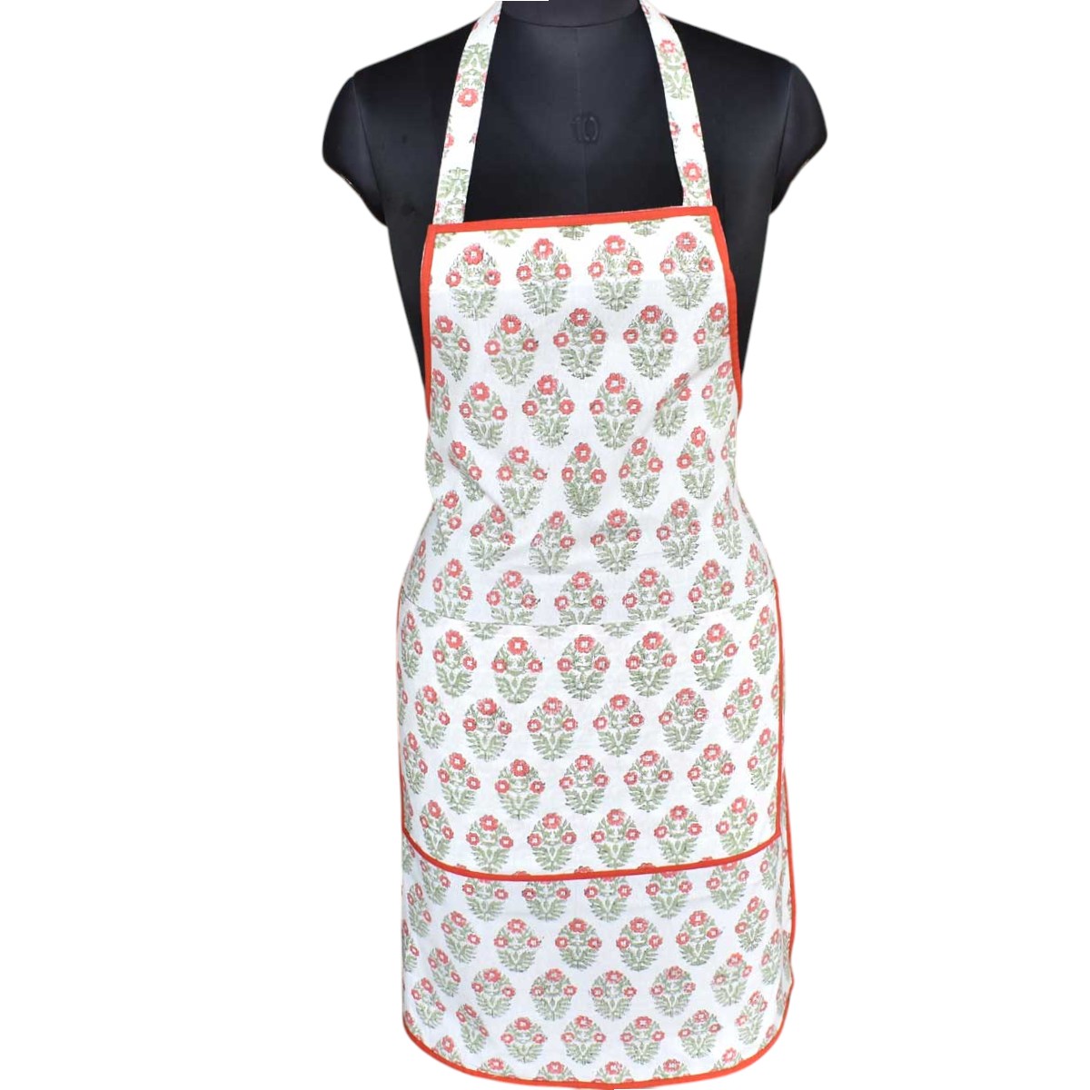 Indian Block-Printed 100 Cotton Apron Boota Georgia 202403