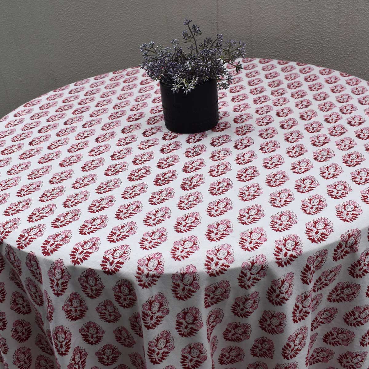 Hand Block Printed Cotton Round Tablecloth 220 cms Boota Lolipop 302334