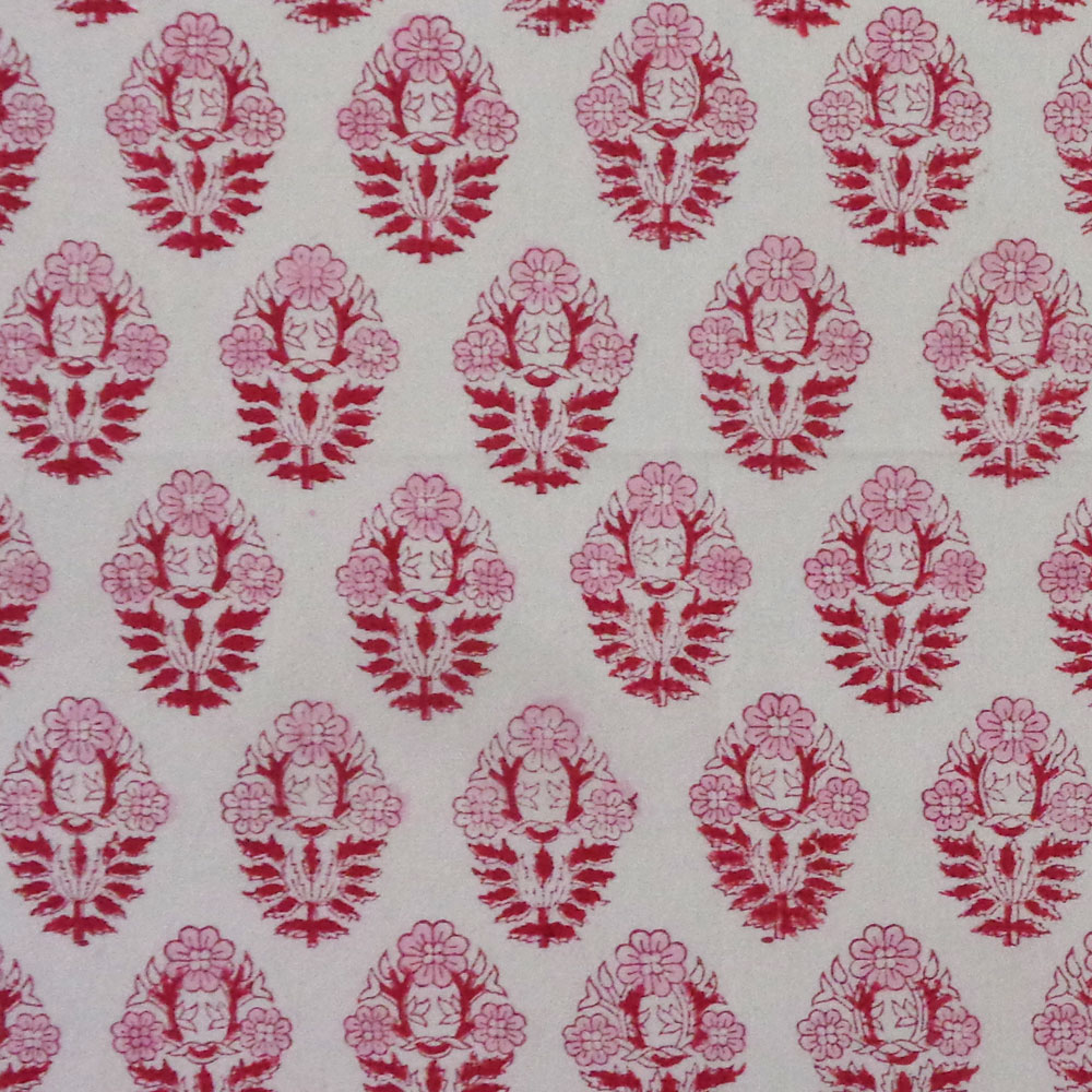 5 Yard Running Fabric Hand Block Printed Cotton Voile Fabric Boota Lolipop 302334