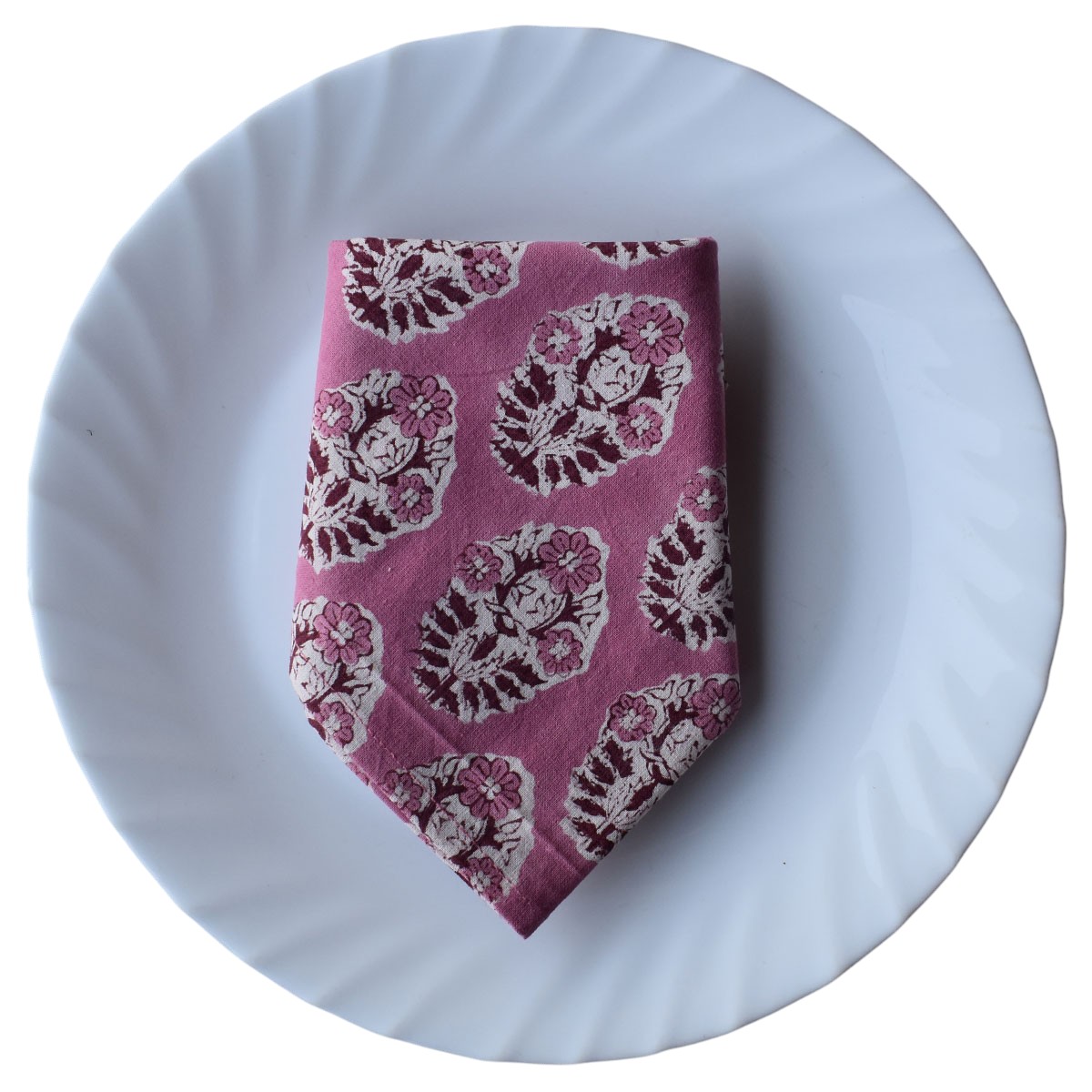 Hand Block Printed Cotton Napkin 45x45 cms Set of 4 Napkins Boota Pink Gud 202811