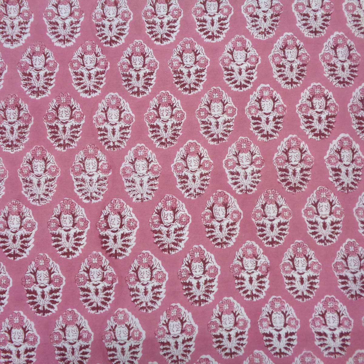 Hand Block Printed on 100 Cotton 5 Yard Fabric SANGANER Boota Pink Gud 202811