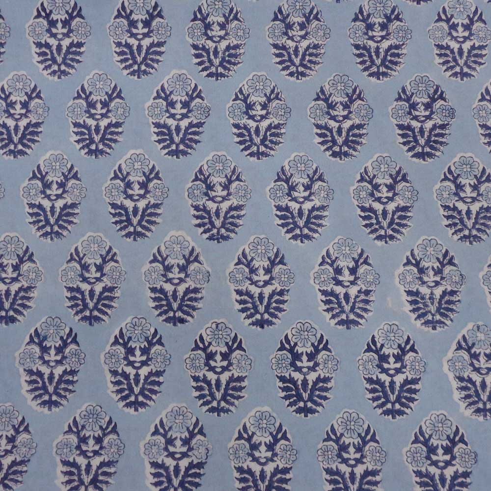 5 Yard Running Fabric Hand Block Printed Cotton Voile Fabric Boota Starlight Gud 700885
