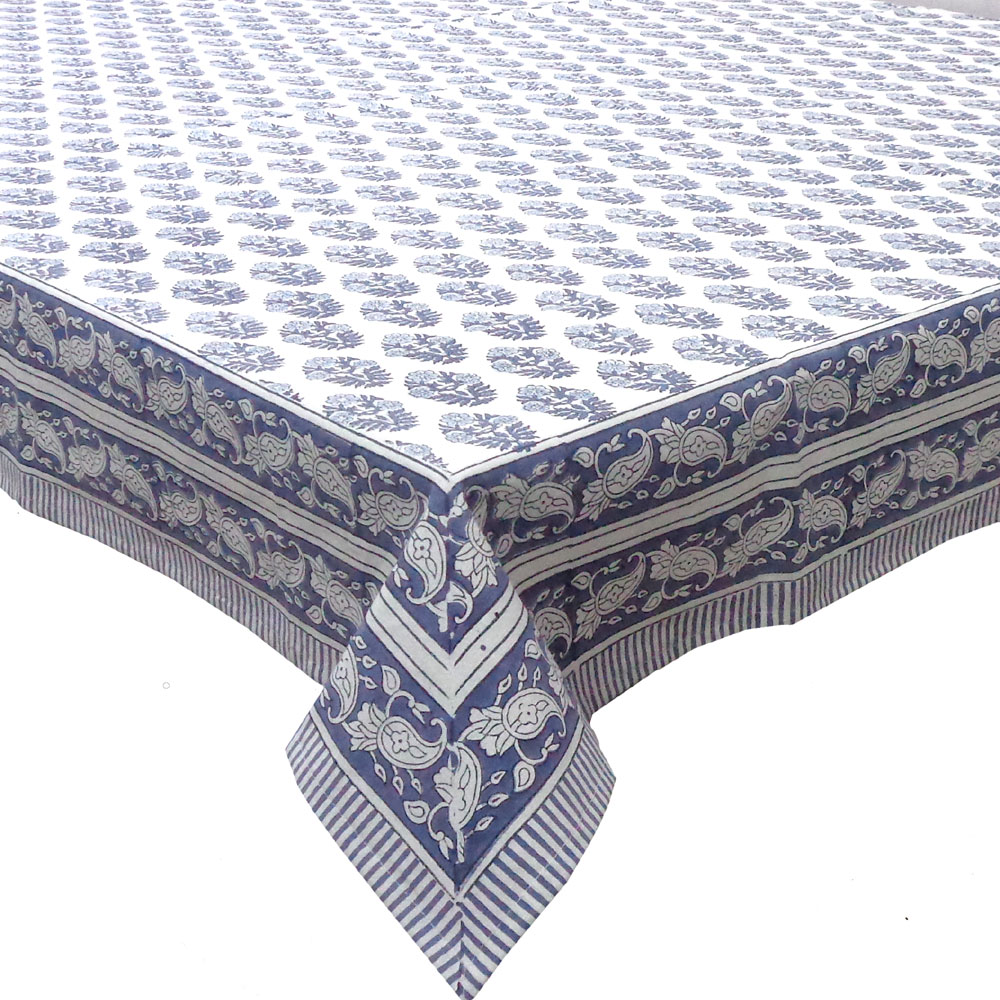 Hand Block Printed Cotton Tablecloth 180x270 cms Boota Starlight Open 208647