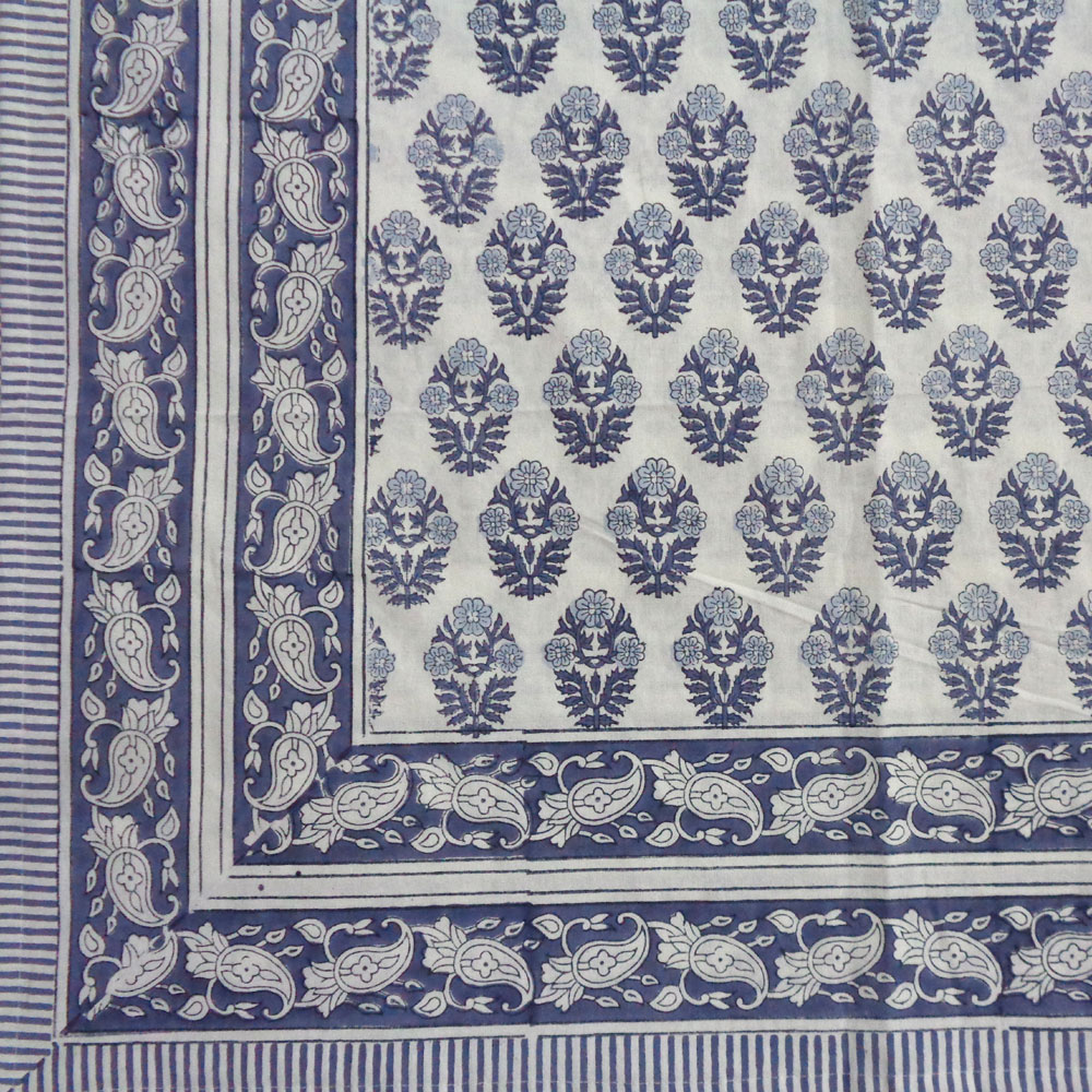 Hand Block Printed Cotton Tablecloth 150x220 cms Boota Starlight Open 208647
