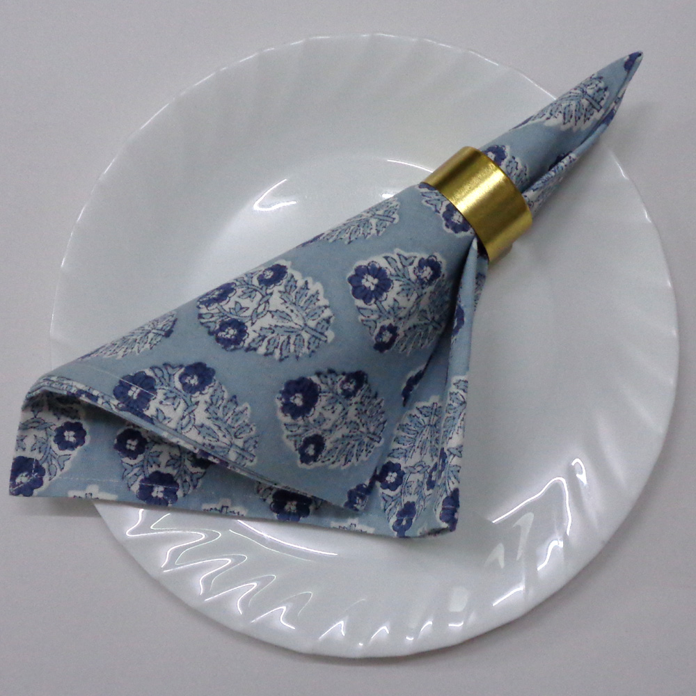 Hand Block Printed Cotton Napkin 45x45 cms Set of 4 Napkins Boota Starlight Patti Gud 202505